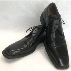 BASS Flex Mens Sz 13M Black Leather Black Oxford Dress Shoes Classic Business